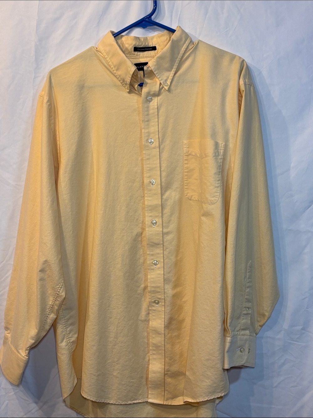 Lands' End Men's Pale Yellow Button-Down Shirt
